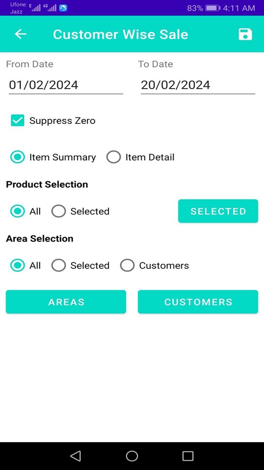 Customer wise sales with filters