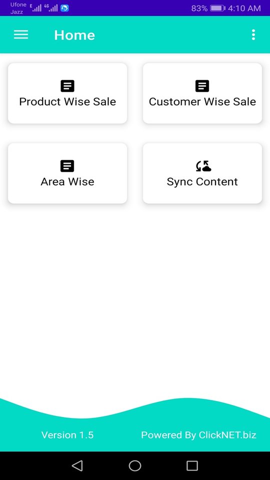 MedRep app home screen with product, customer and area wise reports