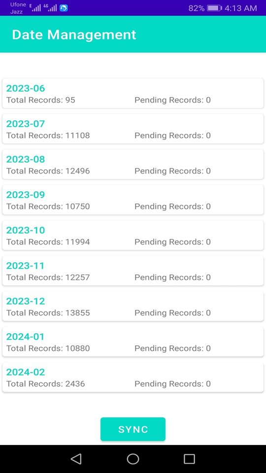 Date management and sync screen